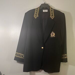Vintage Giancarlo Ferrari Black Gold Wool Blazer  XL